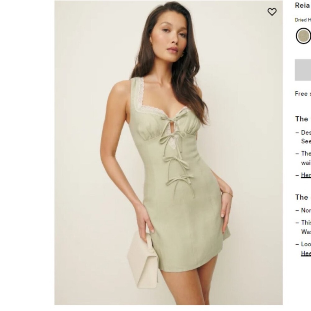 REFORMATION Reia Linen Dress Dried Herbs Size 4
